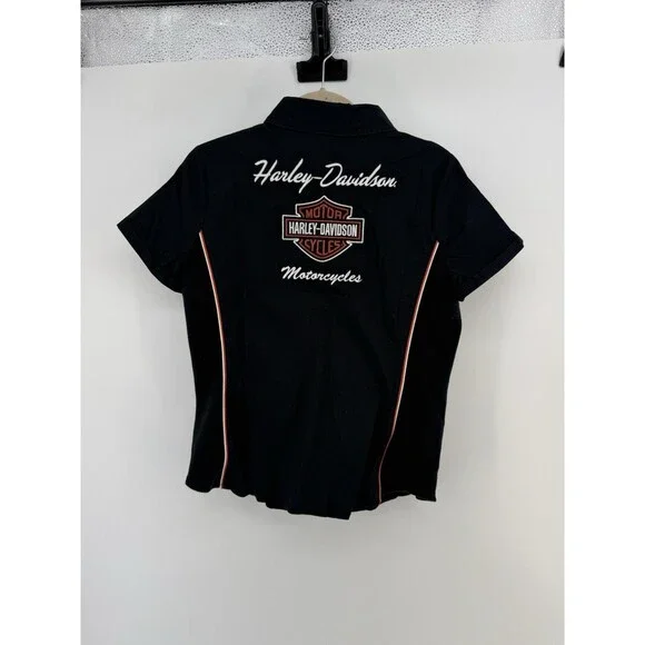 Harley Davidson Women's Short Sleeve Button Up Mechanic Style Shirt L 99023-23VW - Picture 5 of 13